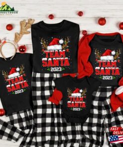 Team Santa 2023 Christmas Shirt Matching Family Reindeer Lights Unisex Hoodie
