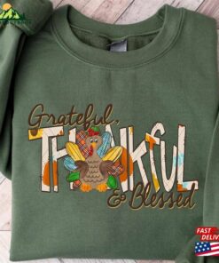 Thankful Grateful Blessed Sweatshirt Thanksgiving Sweaters Fall T-Shirt Classic
