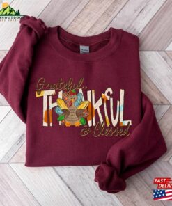 Thankful Grateful Blessed Sweatshirt Thanksgiving Sweaters Fall T Shirt Classic 3