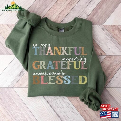 Thankful Grateful Blessed Sweatshirt Thanksgiving Sweaters Fall Unisex Hoodie