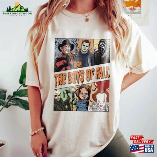 The Boys Of Fall Comfort Colors Shirt Horror Movie Characters Halloween Hoodie T-Shirt