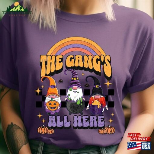 The Gangs All Here Gnomes Halloween Retro Fall Shirt Cute T-Shirt Crewneck Classic Hoodie