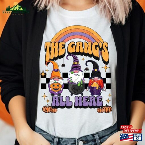 The Gangs All Here Gnomes Halloween Retro Fall Shirt Cute T-Shirt Crewneck Classic Hoodie