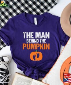 The Man Behind Pumpkin Shirt Mens Halloween Pregnancy Baby Announcement T Shirt For Dad Classic Hoodie 3