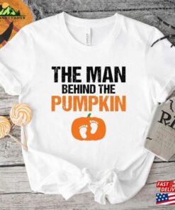 The Man Behind Pumpkin Shirt Mens Halloween Pregnancy Baby Announcement T Shirt For Dad Classic Hoodie 4