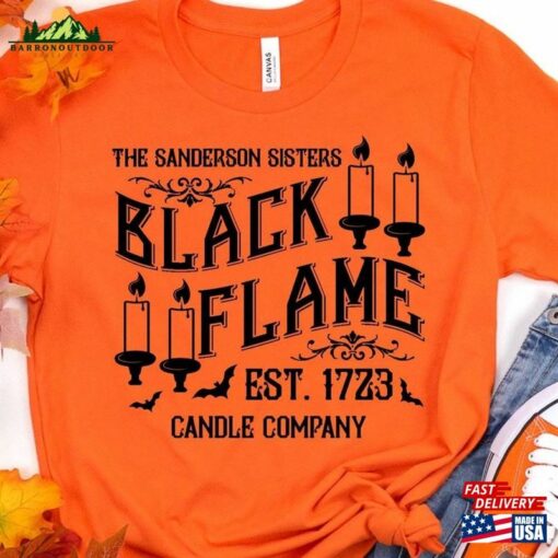 The Sanderson Sisters Black Flame Est 1723 Candle Company Shirt Halloween Pumpkin Ghost Sweatshirt Hoodie