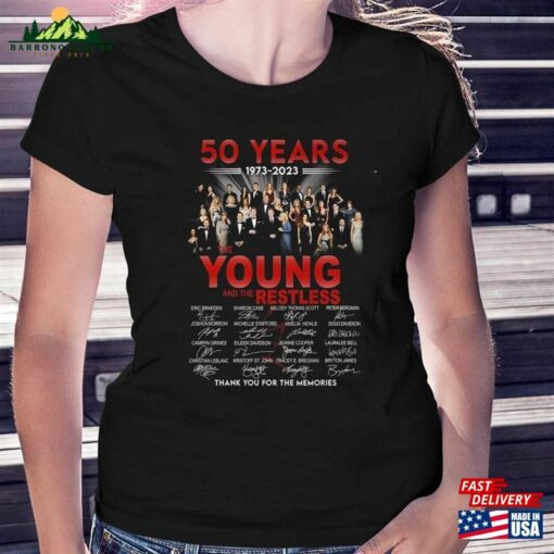 The Young And Restless 50 Years Of 1973 2023 Thank You For Memories Signatures Photo Design T Shirt Classic T-Shirt