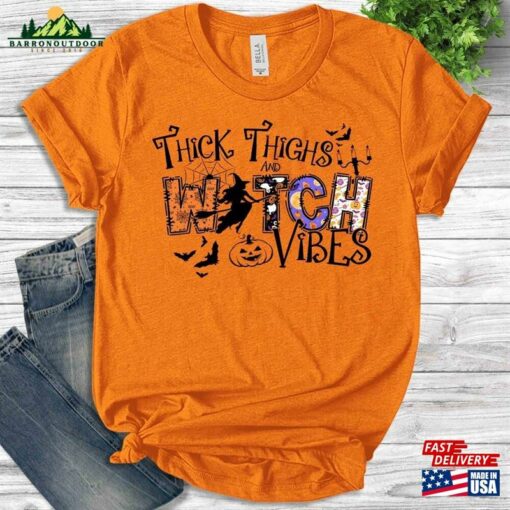 Thick Thighs Spooky Vibes Shirt Funny Halloween Sweatshirt Hoodie