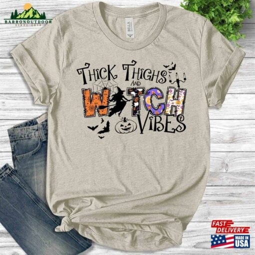 Thick Thighs Spooky Vibes Shirt Funny Halloween Sweatshirt Hoodie