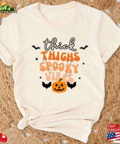 Thick Thighs Spooky Vibes Shirt Funny Halloween Unisex T-Shirt