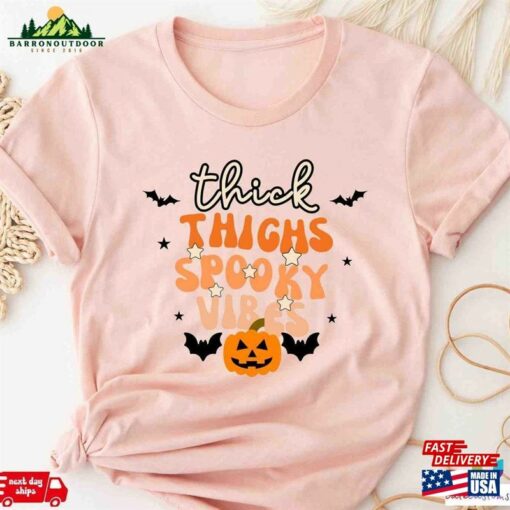 Thick Thighs Spooky Vibes Shirt Funny Halloween Unisex T-Shirt