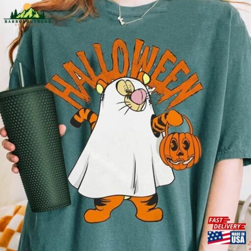 Tigger Winnie The Pooh Ghost With Pumpkin Comfort Colors Shirt Disney Mickey Sweatshirt T-Shirt Classic