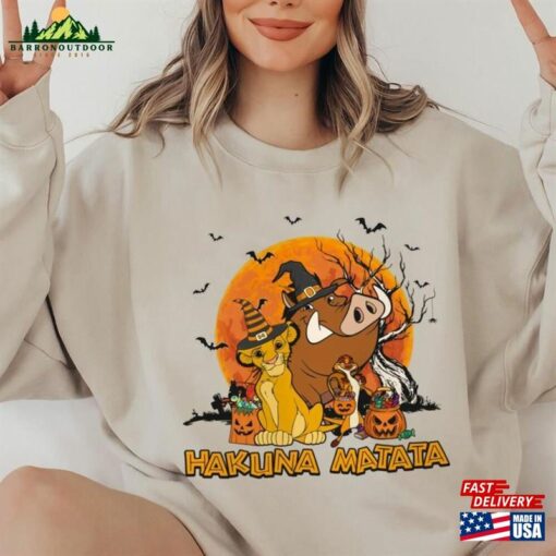 Timon Pumbaa Simba Lion King Hakuna Matata Halloween Moon Comfort Colors T-Shirt Unisex Hoodie