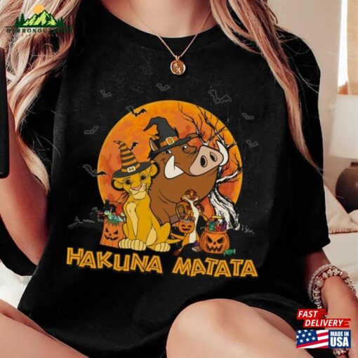 Timon Pumbaa Simba Lion King Hakuna Matata Halloween Moon Comfort Colors T-Shirt Unisex Hoodie