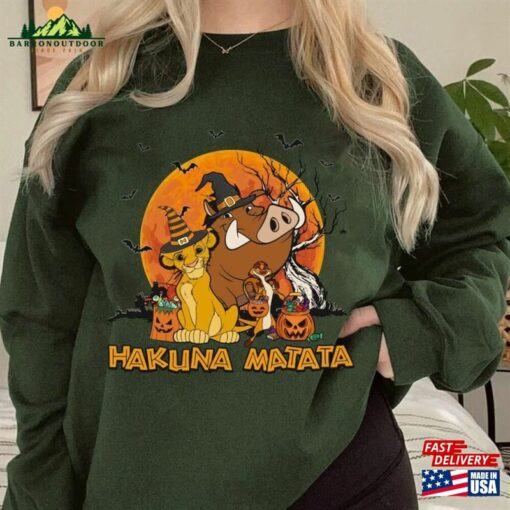 Timon Pumbaa Simba Lion King Hakuna Matata Halloween Moon Comfort Colors T-Shirt Unisex Hoodie