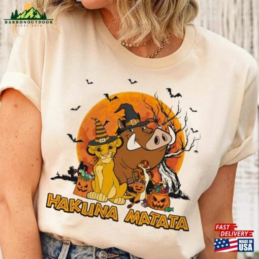 Timon Pumbaa Simba Lion King Hakuna Matata Halloween Moon Comfort Colors T-Shirt Unisex Hoodie