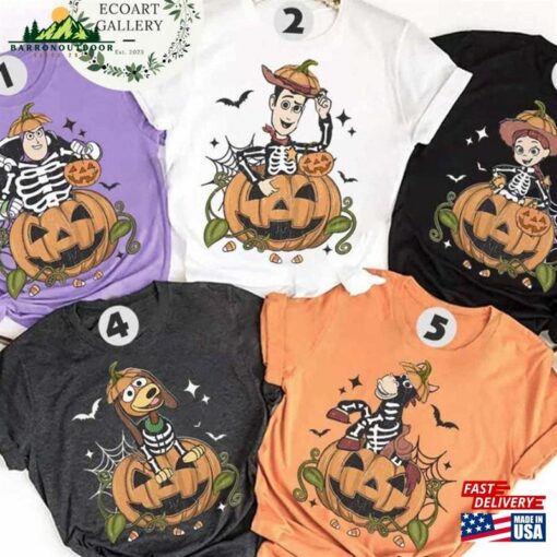 Toy Story Skeleton Pumpkin Halloween Shirt Woody Buzz Lightyear Jessie Costume Kids Adults T-Shirt Classic