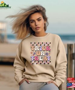 Trick Or Treat Shirt Spooky Boo Checkered Sweatshirt Season Tee Unisex Hoodie 3