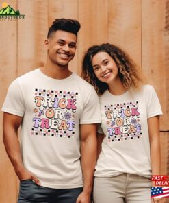 Trick Or Treat Shirt Spooky Boo Checkered Sweatshirt Season Tee Unisex Hoodie 4