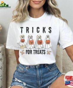 Tricks For Treats Dog Ghost Halloween Comfort Colors Shirt Dogs Spooky Season Unisex Sweatshirt