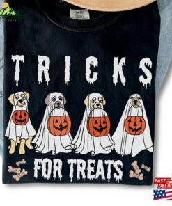 Tricks For Treats Dog Ghost Halloween Comfort Colors Shirt Dogs Spooky Season Unisex Sweatshirt