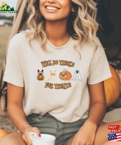 Tricks For Treats Dog Shirt Halloween Pug Unisex Classic