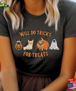 Tricks For Treats Dog Shirt Halloween Pug Unisex Classic