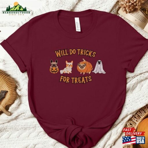 Tricks For Treats Dog Shirt Halloween Pug Unisex Classic