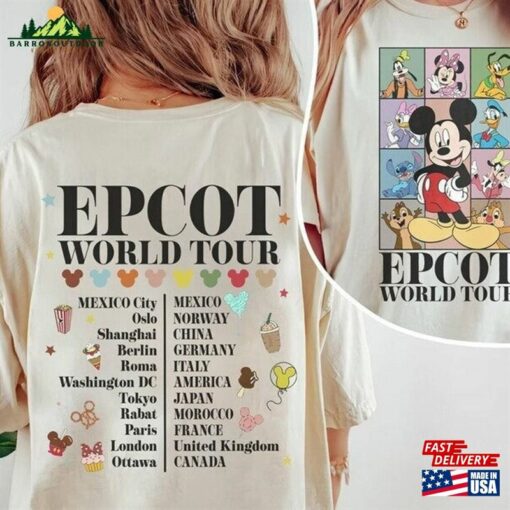 Two Sided Disney Epcot World Tour Comfort Colors Shirt Mickey And Friends Sweatshirt Classic