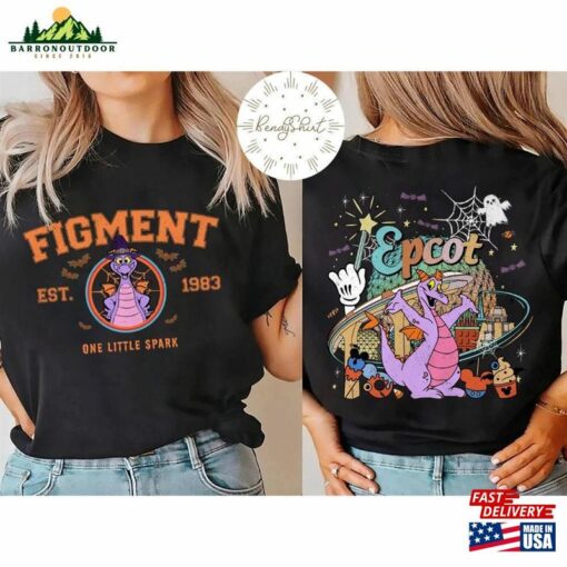 Two Sided Disney Figment Epcot Center Halloween Shirt One Little Spark Hoodie Sweatshirt