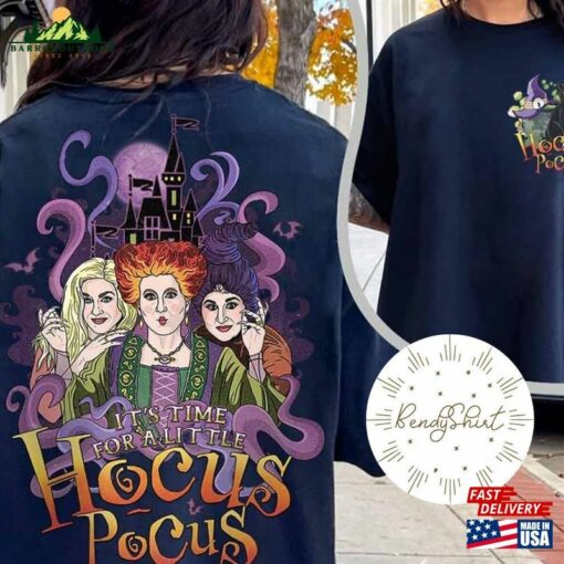 Two Sided Disney Halloween Hocus Pocus Shirt Personalized Sanderson Sisters Witch Black Cat T-Shirt Hoodie