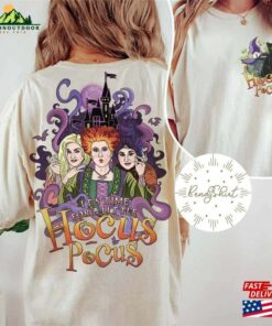 Two Sided Disney Halloween Hocus Pocus Shirt Personalized Sanderson Sisters Witch Black Cat T-Shirt Hoodie