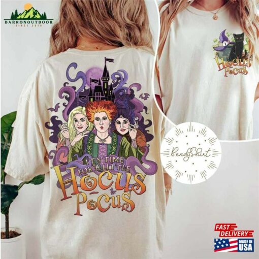 Two Sided Disney Halloween Hocus Pocus Shirt Personalized Sanderson Sisters Witch Black Cat T-Shirt Hoodie