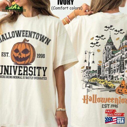 Two Sided Halloweentown University Shirt Retro Halloween Town Est 1998 Comfort Colors Sweatshirt Unisex