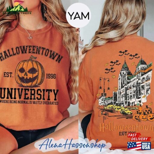 Two Sided Halloweentown University Shirt Retro Halloween Town Est 1998 Comfort Colors Sweatshirt Unisex