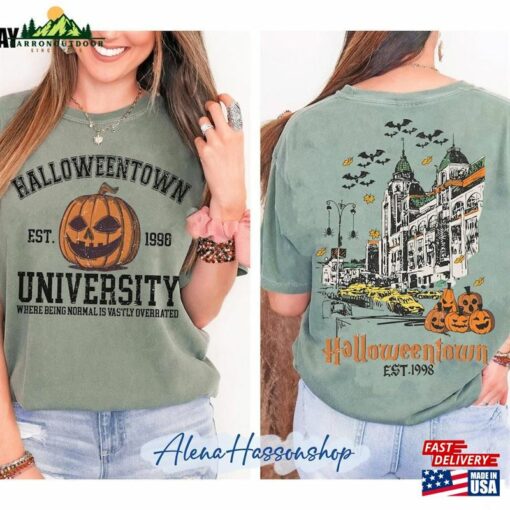 Two Sided Halloweentown University Shirt Retro Halloween Town Est 1998 Comfort Colors Sweatshirt Unisex