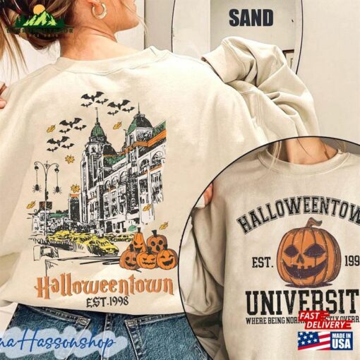 Two Sided Halloweentown University Shirt Retro Halloween Town Est 1998 Comfort Colors Sweatshirt Unisex