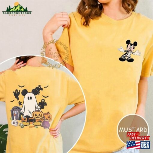 Two Sided Mickey Ghost Halloween Shirt Disneyland Shirts Skeleton Classic Sweatshirt