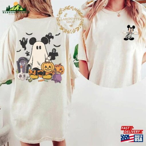 Two Sided Mickey Ghost Halloween Shirt Disneyland Shirts Skeleton Classic Sweatshirt