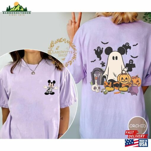 Two Sided Mickey Ghost Halloween Shirt Disneyland Shirts Skeleton Classic Sweatshirt