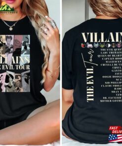Two Sided Vintage Disney Villains Evil Tour Shirt Characters Concert Music Hoodie T-Shirt