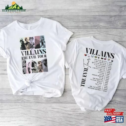 Two Sided Vintage Disney Villains Evil Tour Shirt Characters Concert Music Hoodie T-Shirt