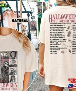 Two Sided Vintage Halloween Characters The Horror Tour Shirt Universal Studios Nights 2023 Sweatshirt Hoodie