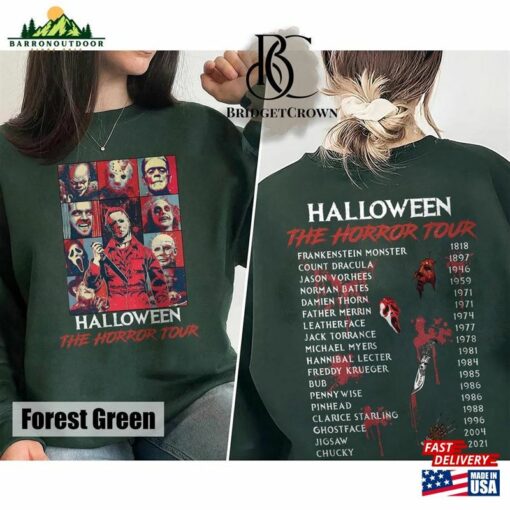 Two Sided Vintage Halloween Characters The Horror Tour Shirt Universal Studios Nights 2023 Sweatshirt T-Shirt