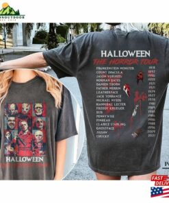 Two Sided Vintage Halloween Characters The Horror Tour Shirt Universal Studios Nights 2023 Sweatshirt T Shirt 3