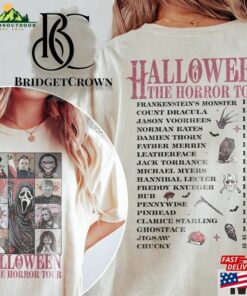 Two Sided Vintage Halloween Characters The Horror Tour Shirt Universal Studios Nights 2023 T-Shirt Sweatshirt