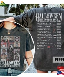 Two Sided Vintage Halloween Characters The Horror Tour Shirt Universal Studios Nights 2023 T-Shirt Sweatshirt