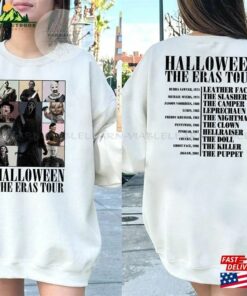 Two Sided Vintage Halloween Characters The Horror Tour Sweatshirt Universal Studios Nights 2023 Hoodie Classic