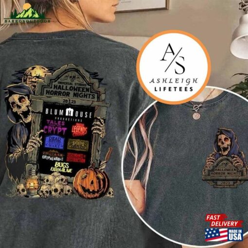 Two Sided Vintage Universal Studios Halloween Horror Nights 2023 Shirt Movie Character Costume Unisex Classic