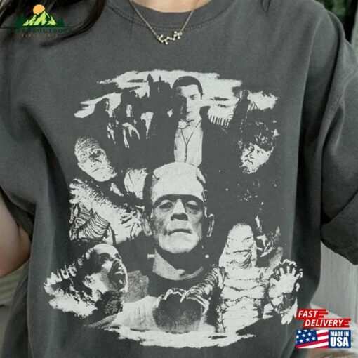 Universal Monsters Group Halloween Horror Nights Shirt Retro Characters Scary Movie Costume Classic Unisex